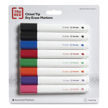 TRU RED™ Dry Erase Marker, Tank-style, Medium Chisel Tip, Seven Assorted Colors, 8-pack freeshipping - TVN Wholesale